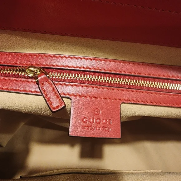Gucci Red Leather GG Guccissima Calf Leather Bag 453771 Duster Mint Condition - Picture 16 of 16